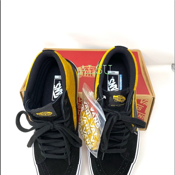 VANS SK8-HI Pro Corduroy Suede Canvas Women Yellow - Picture 9 of 12